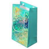 Schneeflocke aus Hartglas, farbig aquamarin, rosa Kleine Geschenktüte (Rückseite Schrägansicht)