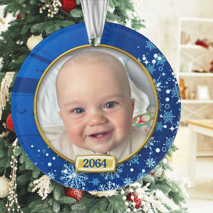 Schneeflocke Blau Bilderrahmen Baby's 1. Weihnacht Ornament