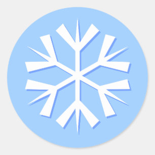Schneeflocke, blau runder aufkleber
