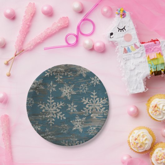 Schneeflocke blauer pappteller (Party)