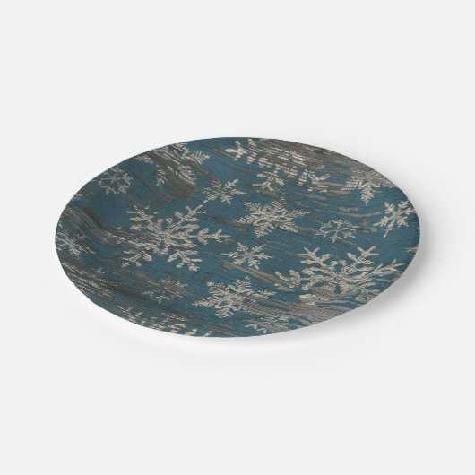 Schneeflocke blauer pappteller (Schrägansicht)