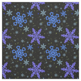 Schneeflocke-blaues Lila auf Schwarzem Stoff