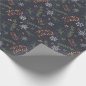 Schneeflocke, blaugrüne Blaubeeren Geschenkpapier (Ecke)