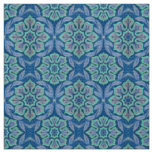 Schneeflocke Blume, Blütenmuster Blau & Minzschnee Stoff