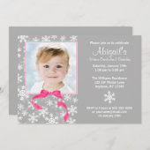 Schneeflocke-Bogen-Winter Onederland Einladung (Vorne/Hinten)