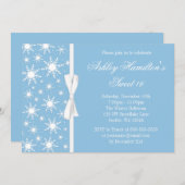 Schneeflocke-Bonbon 16 Winter-Märchenland-Blau Einladung (Vorne/Hinten)