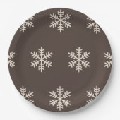 Schneeflocke Braun Pappteller (Vorderseite)
