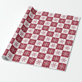 Schneeflocke Burgundy Schachtelmuster Weihnachten Geschenkpapier (Ungerollt)