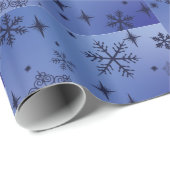 Schneeflocke, dunkelblaues Wrapping Paper Geschenkpapier (Rolleneckpunkt)