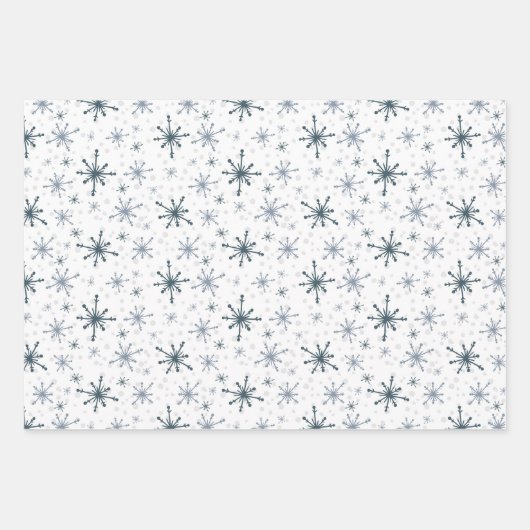 Schneeflocke Einfaches Muster Wintergeschenk für 3 Geschenkpapier Set (Vorderseite 3)