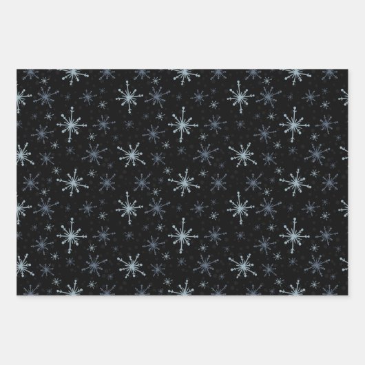 Schneeflocke Einfaches Muster Wintergeschenk für 3 Geschenkpapier Set (Vorderseite 2)