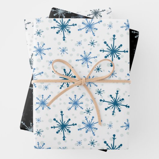 Schneeflocke Einfaches Muster Wintergeschenk für 3 Geschenkpapier Set (Beispiel)