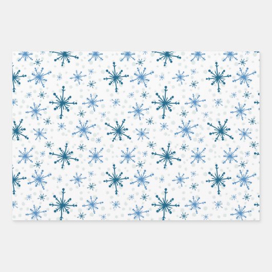 Schneeflocke Einfaches Muster Wintergeschenk für 3 Geschenkpapier Set (Vorderseite)