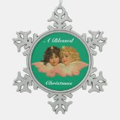 Schneeflocke-Engels-Verzierung Schneeflocken Zinn-Ornament (Vorderseite)