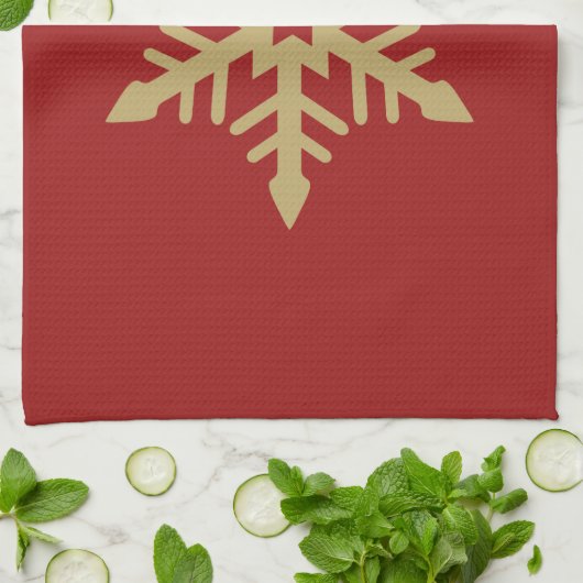 Schneeflocke-Entwurfs-Gold auf Rot Handtuch (Gefaltet)