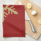 Schneeflocke-Entwurfs-Gold auf Rot Handtuch (Viertel Falte)