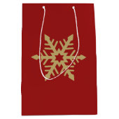 Schneeflocke-Entwurfs-Gold auf Rot Mittlere Geschenktüte (Vorderseite)