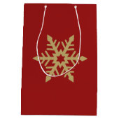 Schneeflocke-Entwurfs-Gold auf Rot Mittlere Geschenktüte (Rückseite)