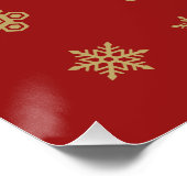 Schneeflocke-Entwurfs-Gold auf Rot Poster (Ecke)