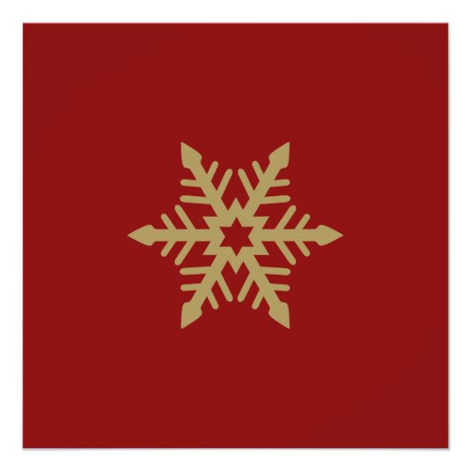 Schneeflocke-Entwurfs-Gold auf Rot Poster (Vorderseite)
