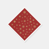 Schneeflocke-Entwurfs-Gold auf Rot Serviette (Ecke)