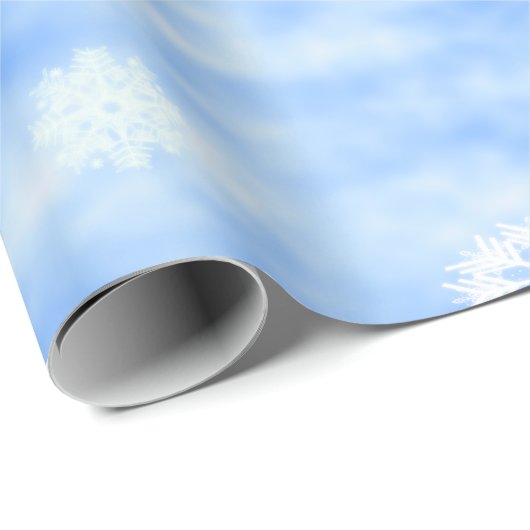 Schneeflocke-Fall-Blau Geschenkpapier (Rolleneckpunkt)