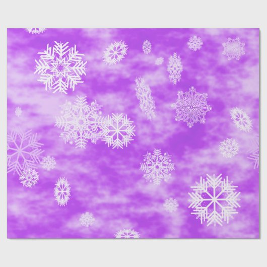 Schneeflocke-Fall lila Geschenkpapier (Flach)