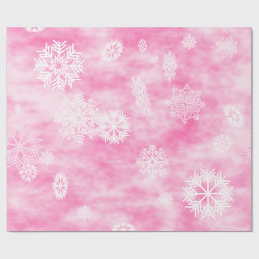 Schneeflocke-Fall-Rosa Geschenkpapier (Flach)