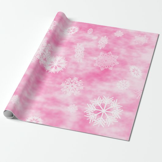 Schneeflocke-Fall-Rosa Geschenkpapier (Ungerollt)