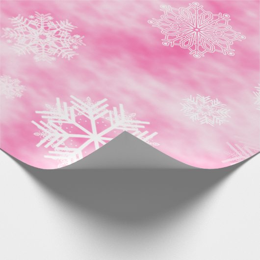 Schneeflocke-Fall-Rosa Geschenkpapier (Ecke)