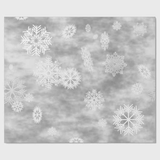Schneeflocke-Fall-silbernes Grau Geschenkpapier (Flach)