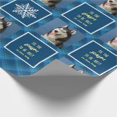 Schneeflocke & Favoriten. Foto. Blau. Geschenkpapier (Ecke)