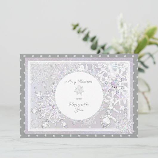 Schneeflocke Feiertagskarte (Stehend Vorderseite)