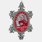 Schneeflocke-Foto-Verzierung des Babys erste Schneeflocken Zinn-Ornament (Links)