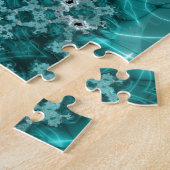 Schneeflocke | Fraktal in Blau und Weiß Puzzle (Seite)