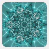 Schneeflocke | Fraktal in Blau und Weiß Quadratischer Aufkleber (Vorderseite)