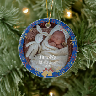 Schneeflocke für Weihnachtsjunge Foto Keramik Ornament