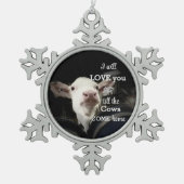 Schneeflocke Gerahmte Kuh Ornament (Vorderseite)