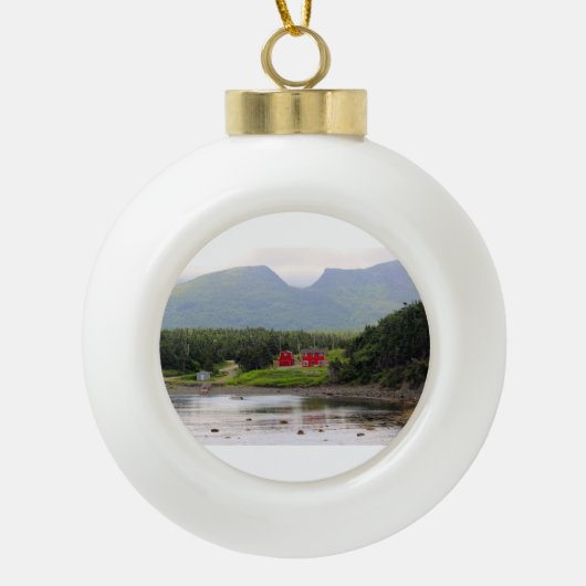 Schneeflocke-gerahmte Verzierung Keramik Kugel-Ornament (Vorderseite)