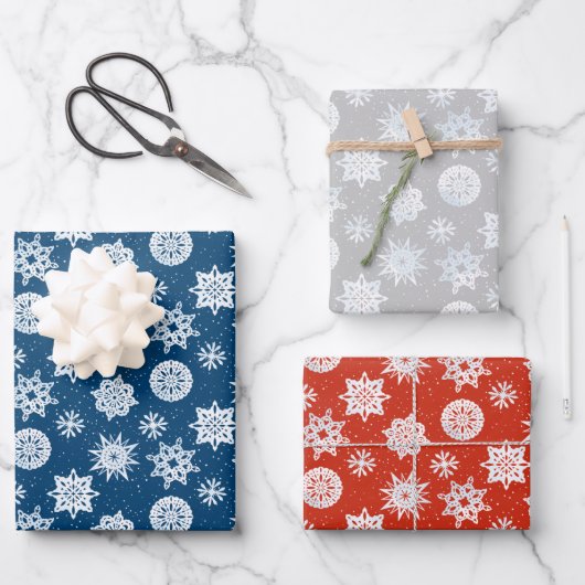Schneeflocke Geschenkpapier Set (Vorderseite)