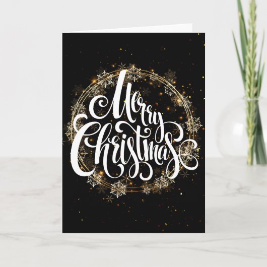 Schneeflocke Goldener Kranz - Weiße frohe Weihnach Karte (Vorderseite)