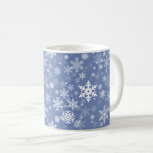 Schneeflocke-Grafik fertigen Farbhintergrund auf a Kaffeetasse (VorderseiteRechts)
