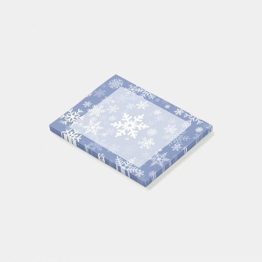 Schneeflocke-Grafik fertigen Farbhintergrund auf a Post-it Klebezettel (angewinkelt)