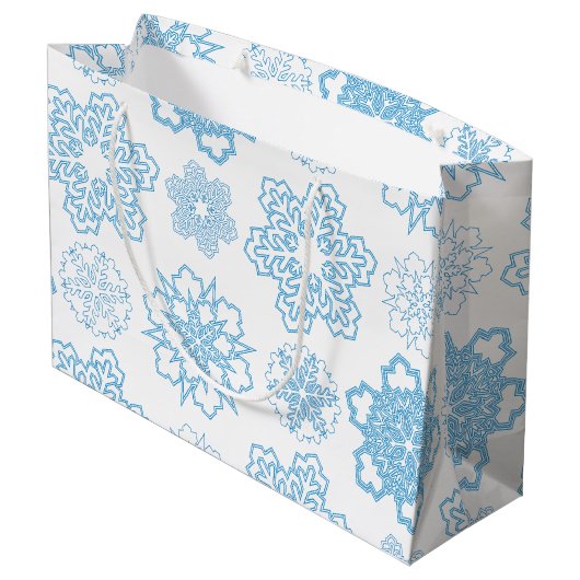 Schneeflocke Große Geschenktüte (Rückseite Schrägansicht)