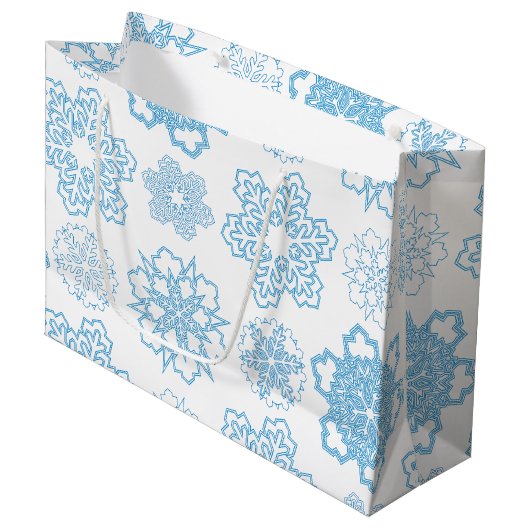 Schneeflocke Große Geschenktüte (Vorderseite Schrägansicht)