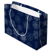 Schneeflocke Große Geschenktüte (Rückseite Schrägansicht)