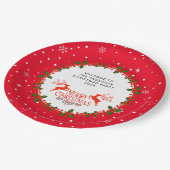 Schneeflocke, Holly Berries und Rentier Custom Pappteller (Schrägansicht)