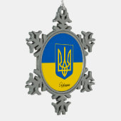 Schneeflocke in der Ukraine, ukrainische Flagge Schneeflocken Zinn-Ornament (Links)
