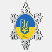 Schneeflocke in der Ukraine, ukrainische Flagge Schneeflocken Zinn-Ornament (Rechts)