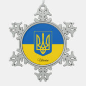 Schneeflocke in der Ukraine, ukrainische Flagge Schneeflocken Zinn-Ornament (Vorderseite)